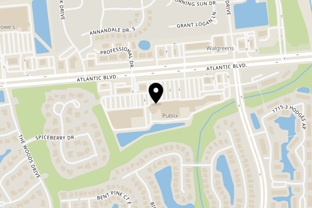 Map showing the location of Pizzaro Italian Cuisine on 13170 Atlantic Blvd #26 in Jacksonville